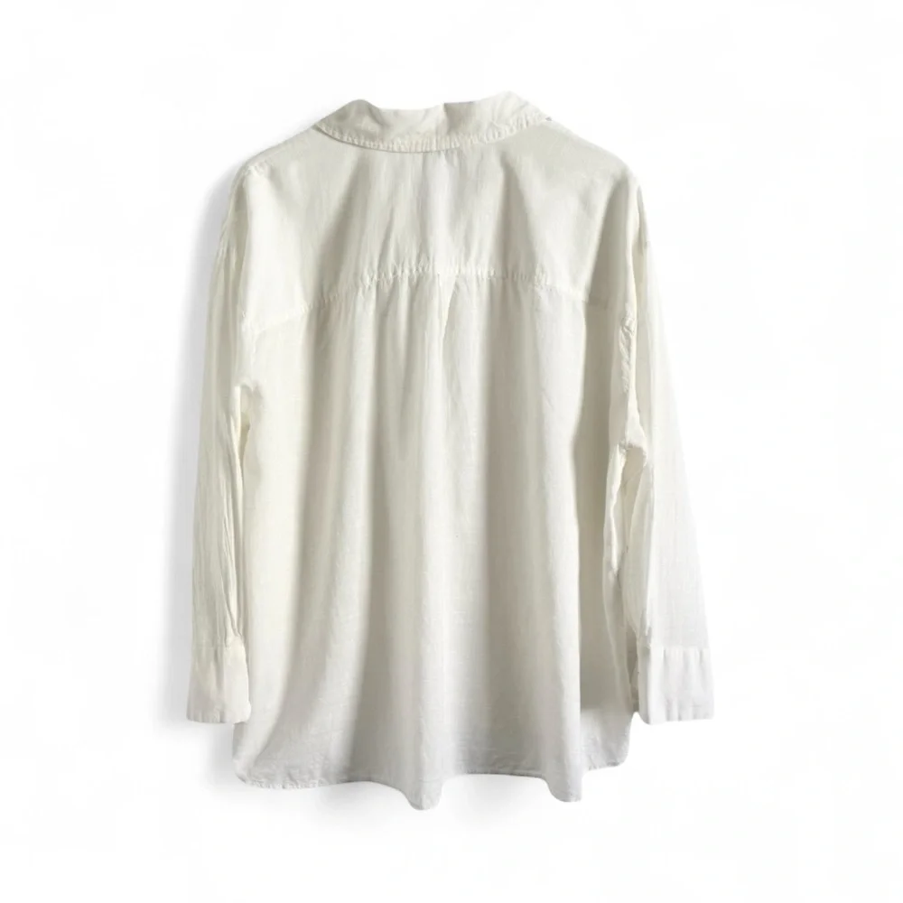 BEAUTIFUL BY LAWRENCE ZARIAN COTTON BOYFRIEND SHIRT PLUS SZ 1X - Picture 4 of 5